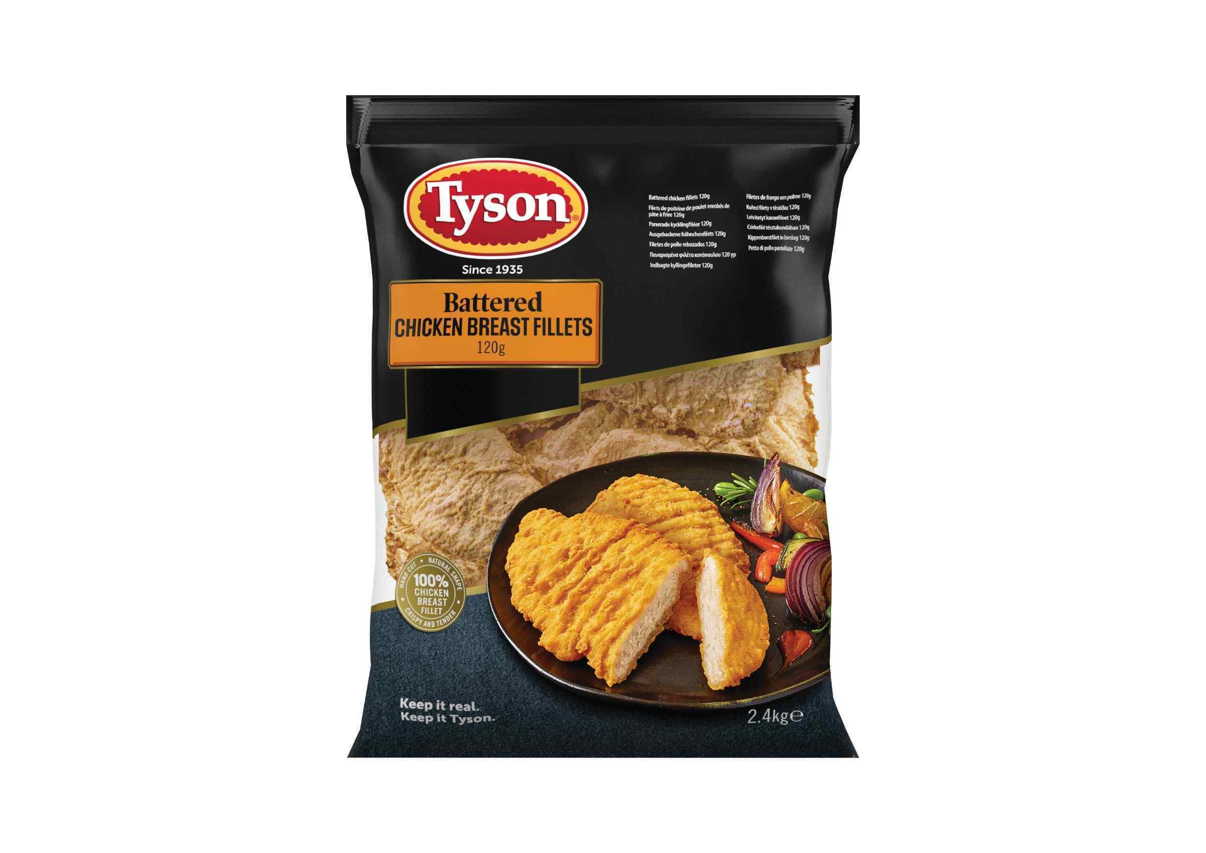Tyson Universal Battered Chicken Breast Fillets(20x120gr) 2.4Kg